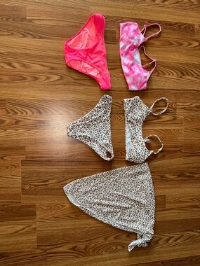 Mix & Match Bikini Set with Leopard Print Cover-Up (XS and Small)